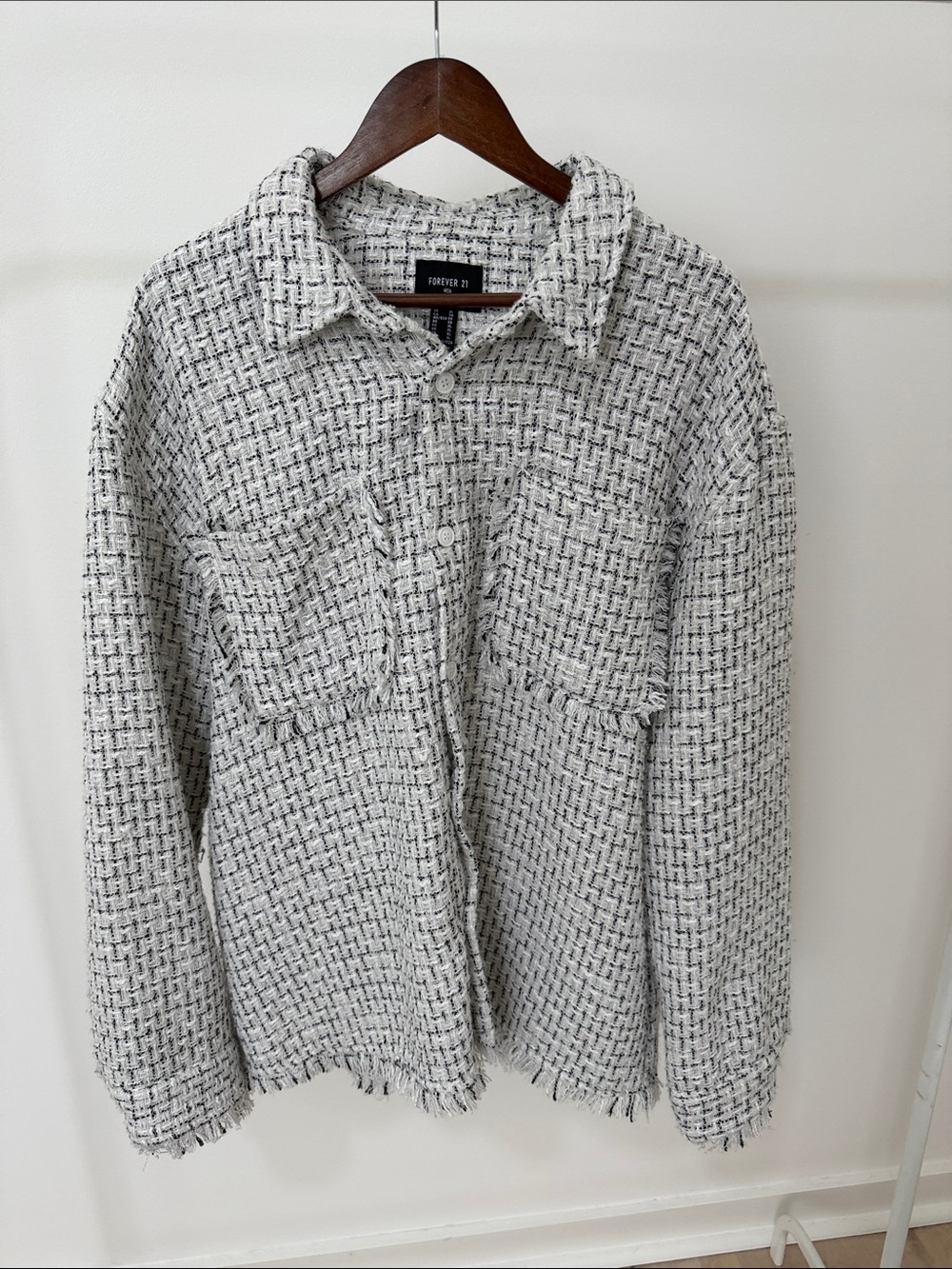 Forever 21 Black and White Tweed Shacket Jacket